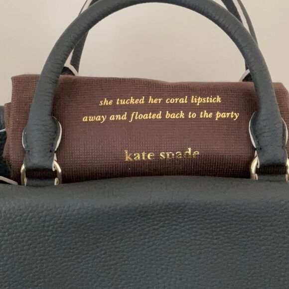 KATE SPADE NWT LEEWOOD PLACE MAKAYLA SCALLOP FULL SIZE BLACK SATCHEL BAG CROSS - Picture 15 of 15